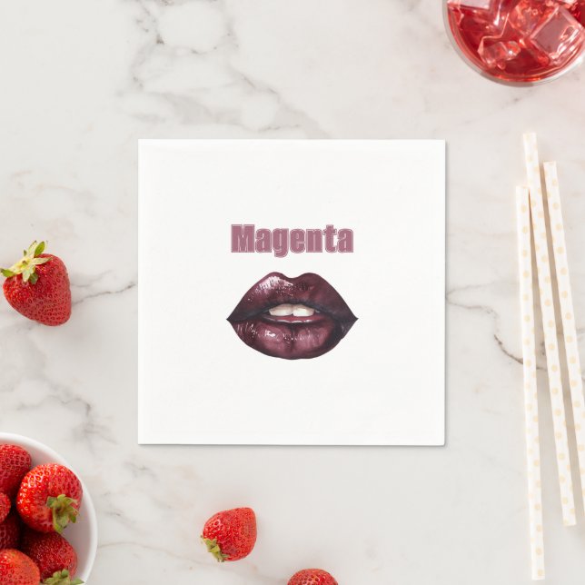 Magenta Burgunder Röda Läppar Pappersservett (Insitu)