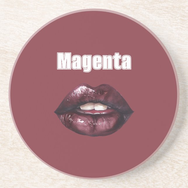 Magenta Burgunder Röda Läppar Underlägg (Framsidan)