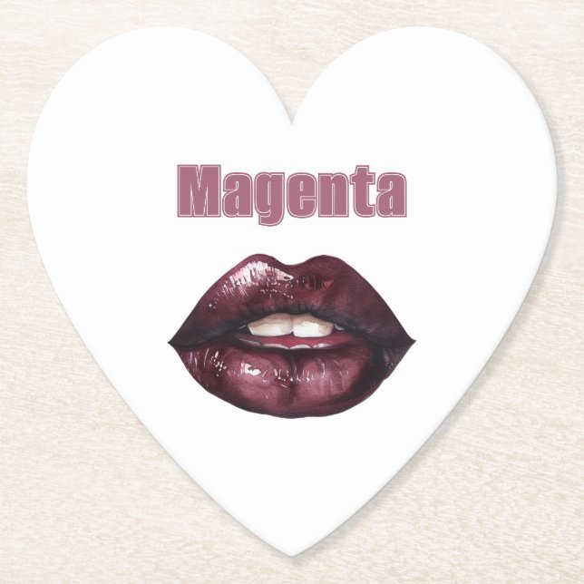 Magenta Burgunder Röda Läppar Underlägg Papper (Framsida)