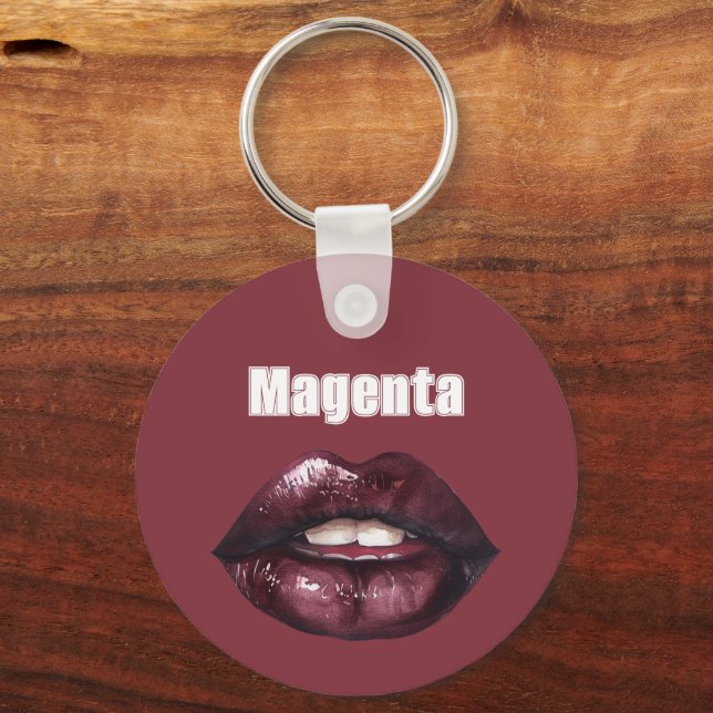 Magenta Burgundy Röda Läppar   Nyckelring (Framsida)
