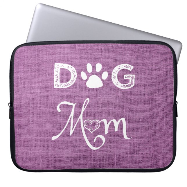 Magenta Burlap Hund Laptop sleeve Mamma (Framsidan)