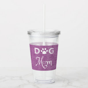 Magenta Burlap Hund Mamma Akryltumlare Take Away Mugg