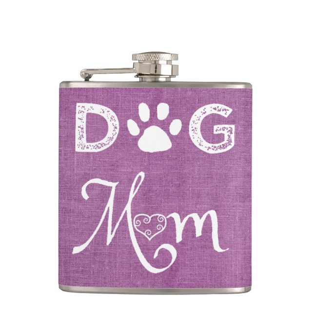 Magenta Burlap Hund Mamma-kolv Fickplunta (Framsidan)