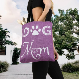 Magenta Burlap Hund Mamma Tote Bag Tygkasse