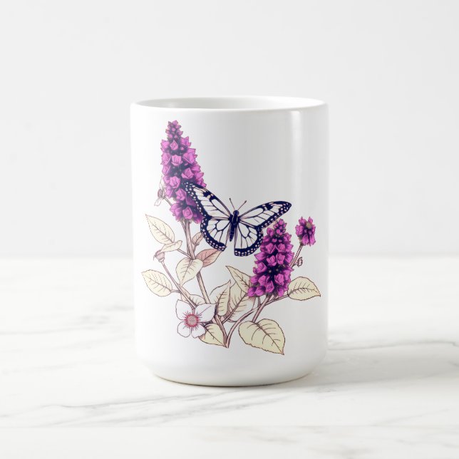 Magenta Butterfly Bush Kaffemugg (Center)