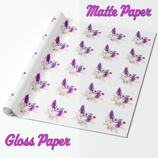 Magenta Butterfly Bush Presentpapper (Magenta Butterfly Gloss and Matte Paper)