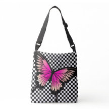 Magenta Butterfly Checker Kor Body Tote Bag