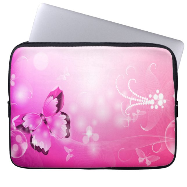 Magenta Butterfly Laptop Fodral (Framsidan)