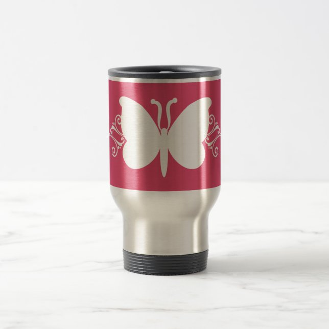 Magenta Butterfly Swirls Mugg (Center)