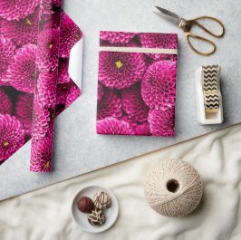 Magenta Chrysanthemum Blommigt Wrapping Papper Presentpapper
