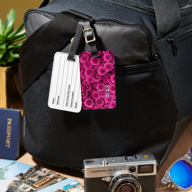 Magenta Chrysanthemum iphone case - Fet Blommigt A Bagagebricka (Fram & Baksida)