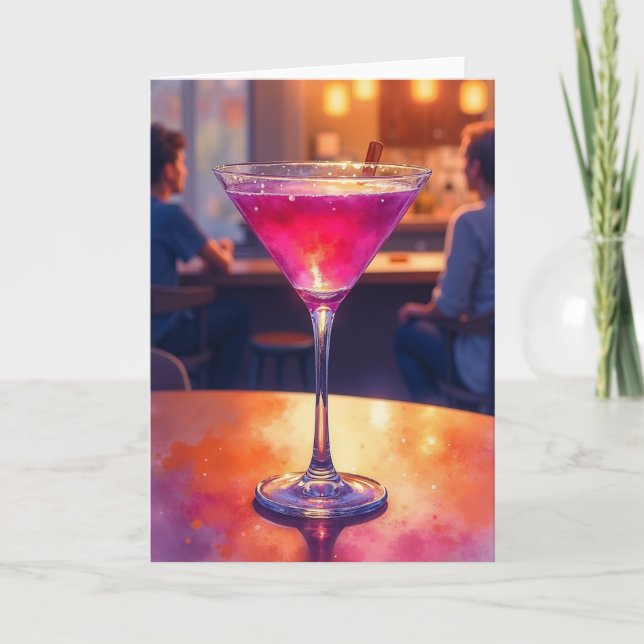 Magenta Cocktail Födelsedagskort Kort (Framsida)