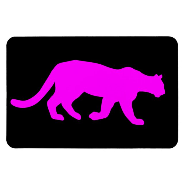 Magenta Cougar Puma Mountain Lejon Silhouette Magnet (Horisontell)