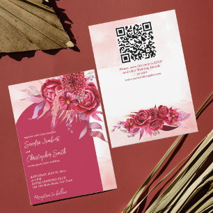 Magenta crimson burgundy-blommor arch bröllop inbjudningar