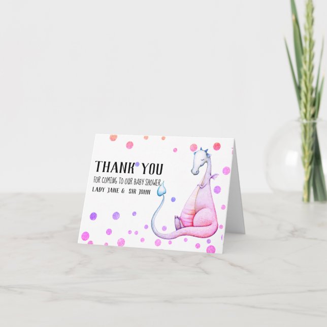 *~* Magenta Cute Dragon Baby Shower Tack Kort (Framsida)