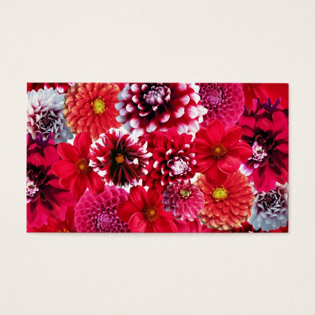 Magenta Dahlia Flowers Blommigt Collage Visitkort (Framsidan)