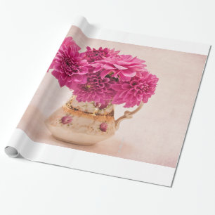 Magenta Dahlias Gift Wrap Presentpapper