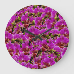 Magenta Dancing Orchids, Wall Clock Stor Klocka