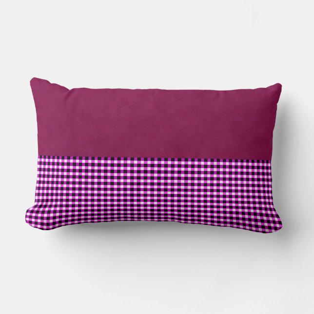 Magenta Denim Och Tartan, Lumbalpåslakan Lumbarkudde (Framsida)
