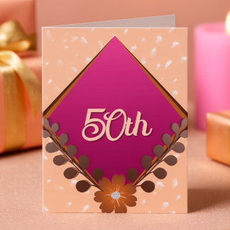 Magenta Diamant Med Blad 50-årsfirande I Inbjudan