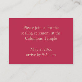 Magenta Diamonds Temple Sealing-inbjudan Tilläggskort