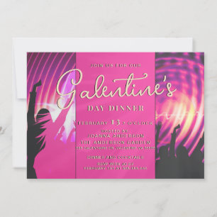Magenta Disco Retro Galentine Dinner Brunch Party Inbjudningar