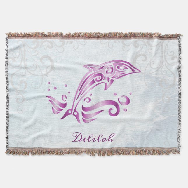 Magenta Dolphin Personlig Throw Blanket Filt (Framsidan)