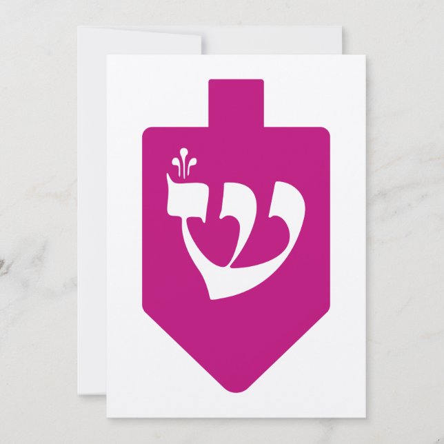 Magenta Dreidel för Chanukah med Brev Shin (Framsida)