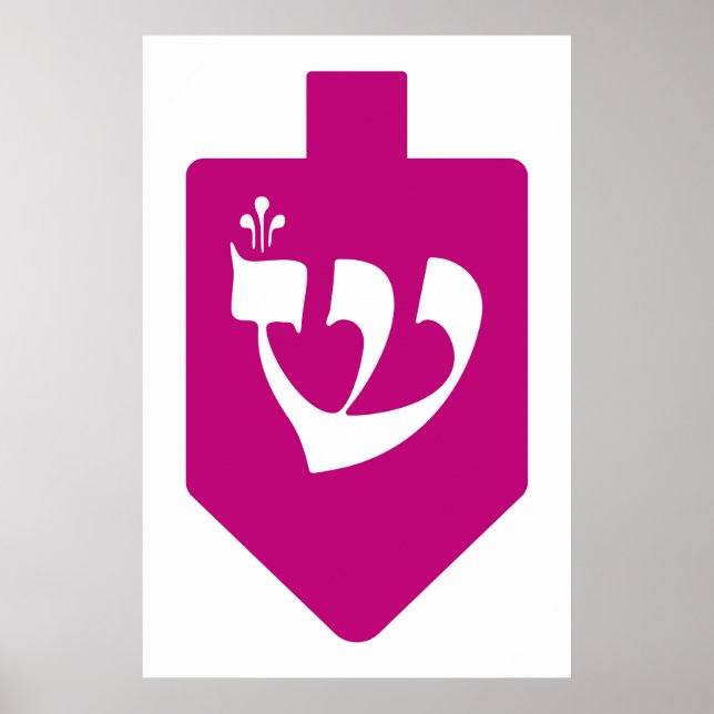 Magenta Dreidel Hebrew Brev Shin Hanukkah Poster (Framsidan)