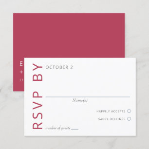 Magenta Elegant Modern Minimalist Bröllop OSA Kort