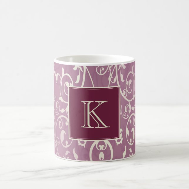 Magenta Elegant Mourish Monogram Mugg (Center)