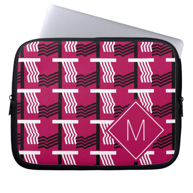 Magenta Etniskt geometriskt monogram Laptop Fodral (Framsidan)