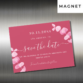 Magenta eucalyptus bröllop spara datum magnet