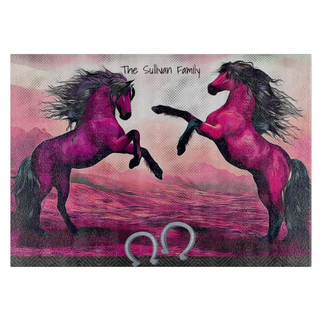 Magenta Fantasy Horses in Tecknad Dot (Framsidan)