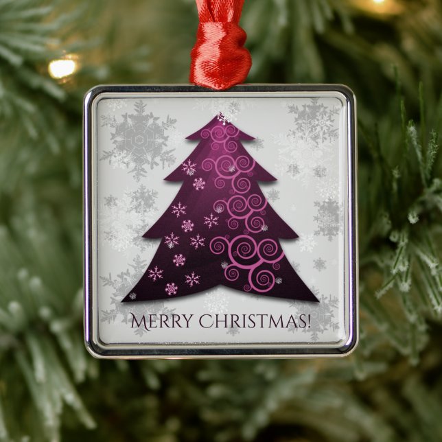 Magenta Festive Julgran Ceramic Ornament (Träd)