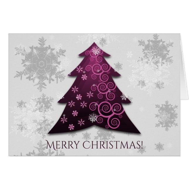 Magenta Festive Julgran Greeting Card Hälsningskort (Framsidan Horizontal)