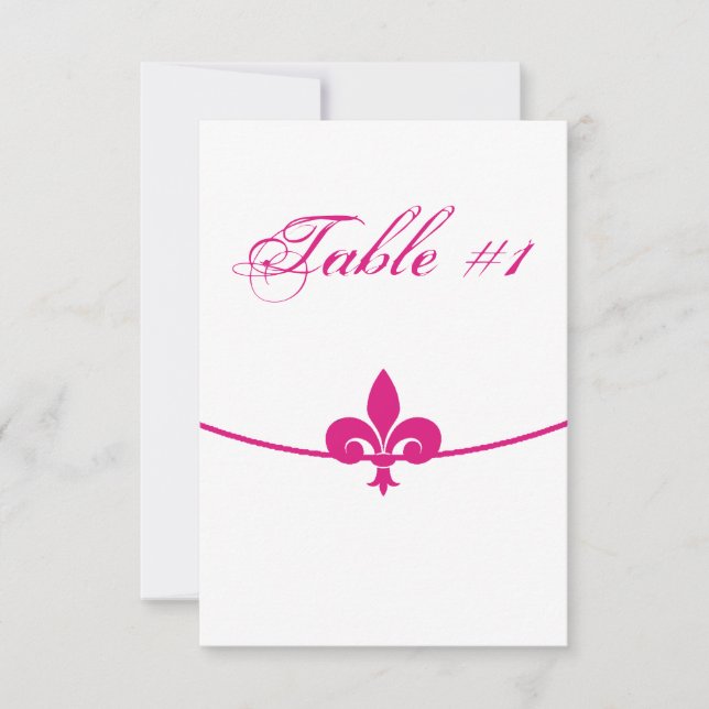 Magenta Fleur de Lis Mottagningsbordskort Inbjudningar (Framsida)