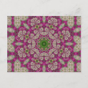 Magenta Flowers Snöre Mandala Vykort