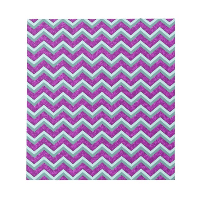 Magenta Foil and Teal ZigZag Mönster Anteckningsblock (Framsida)