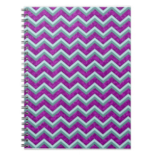 Magenta Foil and Teal ZigZag Mönster Anteckningsbok Med Spiral