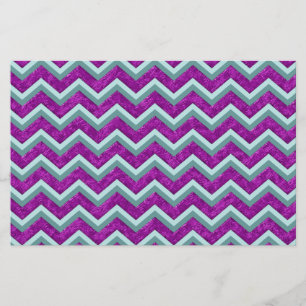 Magenta Foil and Teal ZigZag Mönster Brevpapper