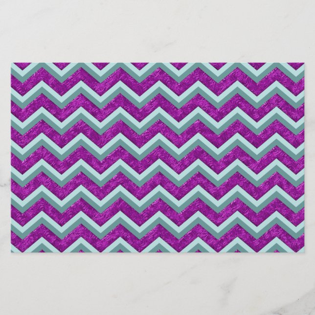 Magenta Foil and Teal ZigZag Mönster Brevpapper (Framsida)