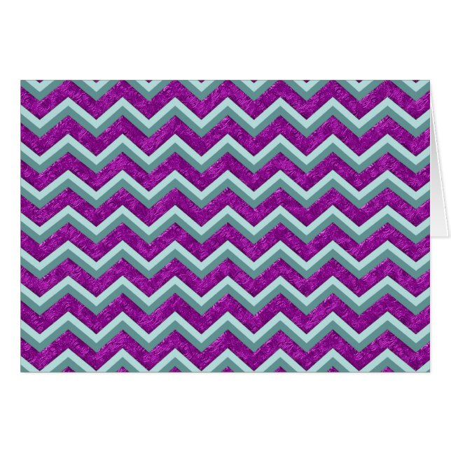 Magenta Foil and Teal ZigZag Mönster Hälsningskort (Framsidan Horizontal)
