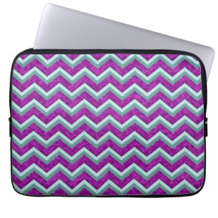 Magenta Foil and Teal ZigZag Mönster Laptop Sleeve
