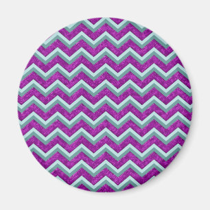 Magenta Foil and Teal ZigZag Mönster Magnet