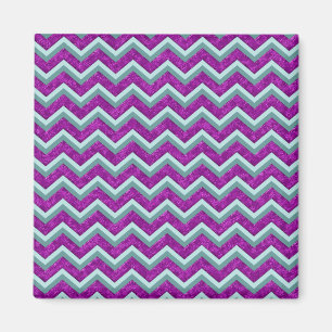 Magenta Foil and Teal ZigZag Mönster Magnet