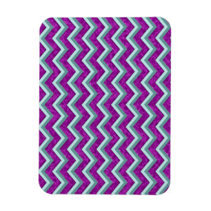 Magenta Foil and Teal ZigZag Mönster Magnet