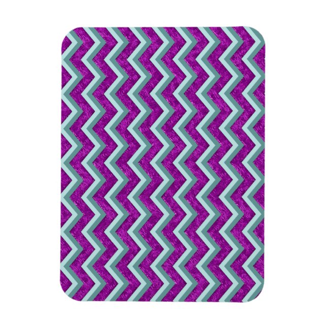 Magenta Foil and Teal ZigZag Mönster Magnet (Vertikal)