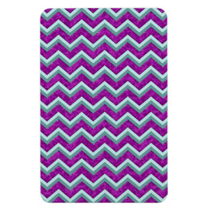 Magenta Foil and Teal ZigZag Mönster Magnet