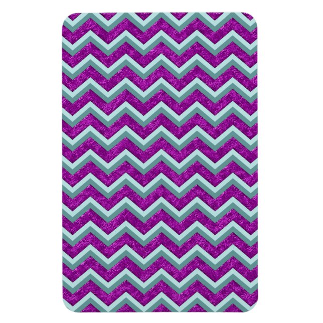 Magenta Foil and Teal ZigZag Mönster Magnet (Vertikal)